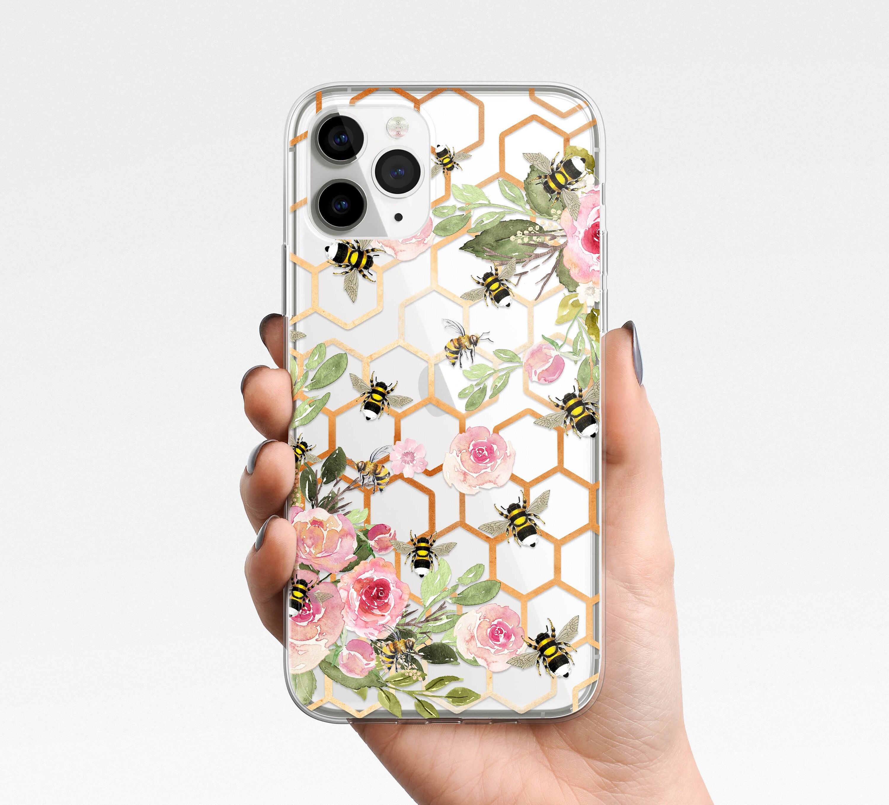 Bee Happy MagSafe iPhone Case - Honeybee & Flowers – Fancy Bands Custom iPhone Floral & Bee Crystal Case display picture 1
