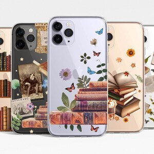 Book Lover Collage Clear Phone Case iPhone 16e 16 15 14 13 12 11 Samsung Galaxy S25 S24 S23 S22 S21 transparent Clear Case TPU Hybrid scraps