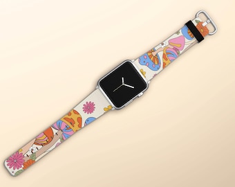 Retro Mushroom Apple Watch Band For Women For All Series iWatch Replacement Straps With Hippie 70&#39;s Design 38 40 42 44mm