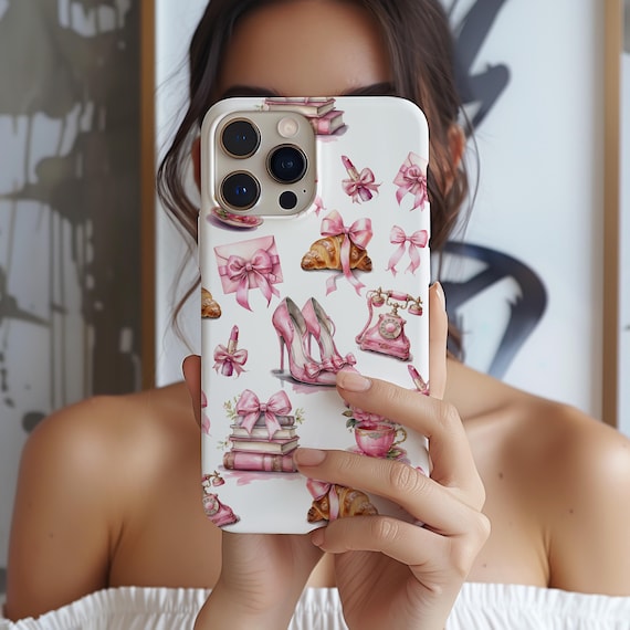 Pink Girly Phone Case iPhone 17e 17 16e 16 15 14 13 12 MagSafe Samsung Galaxy S26 S25 S24 S23 S22 Google Pixel 10 coquette shoes gift idea