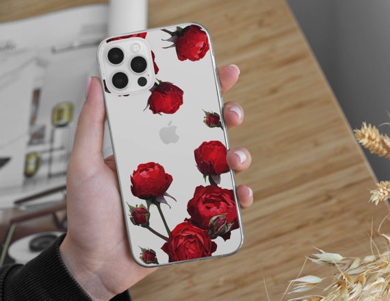 赤いバラの花柄スマホケース iPhone 17e 17 16e 16 15 14 13, 12