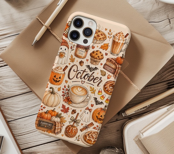 October Autumn Phone Case for iPhone 18 17e 17 16e 16 15 14 13 12 11 MagSafe Samsung Galaxy S26 S25 S24 S23 S22 pumpkin ghost autumn  fall