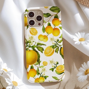 Lemon Phone Case for iPhone 17e 17 16e 16 15 14 13 12 11, Samsung Galaxy S26 S25 S24 S23 S22, S21, S20, Note Summer, Lemonade fruit flower image 1