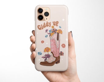 Giddy Up Cowgirl Quote Western Phone Case available for iPhone 15 14 13, 12, 11 Pro Max, XR, XS Max Samsung Galaxy S24 S23 S22 Ultra S21 S20