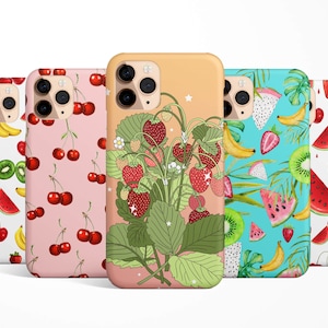 Fruit Tropical Phone Case iPhone 16e 16 15 14 13 12 11 Samsung Galaxy S25 S24 S23 S22 S21 strawberry banana cherry kiwi watermelon pineapple