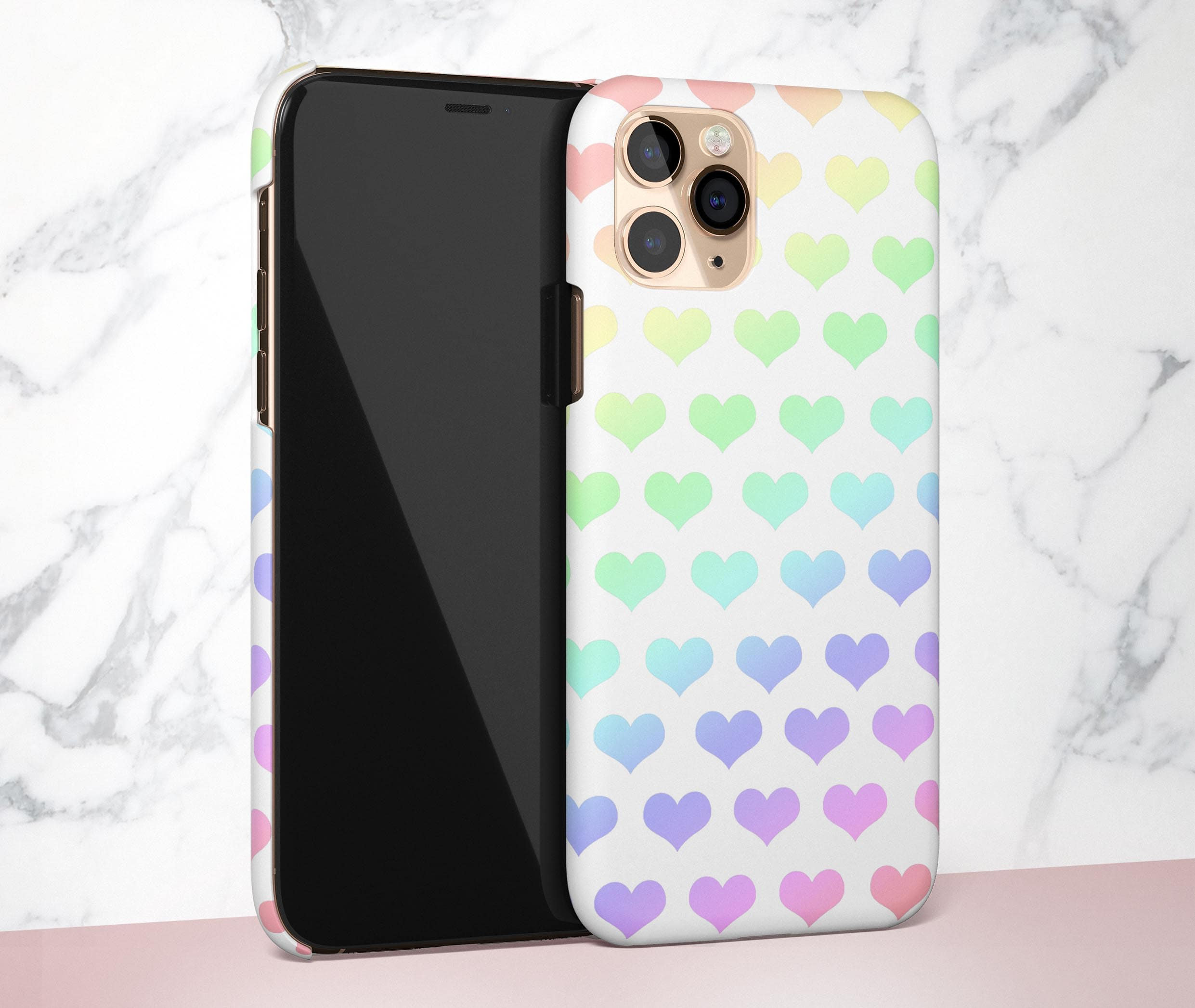 Rainbow Hearts Phone Case Available for Iphone 14 13 12 11 Etsy