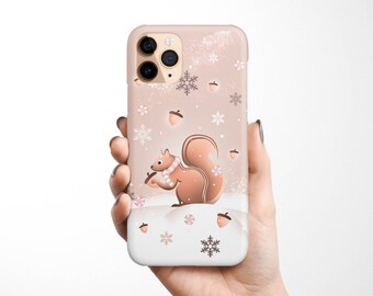 Christmas Chipmunk Phone Case iPhone 17 16e 16 15 14 13 12 11 Samsung Galaxy S25 S24 S23 S22, S21 S20, Note 20 xmas phone case, animal gift