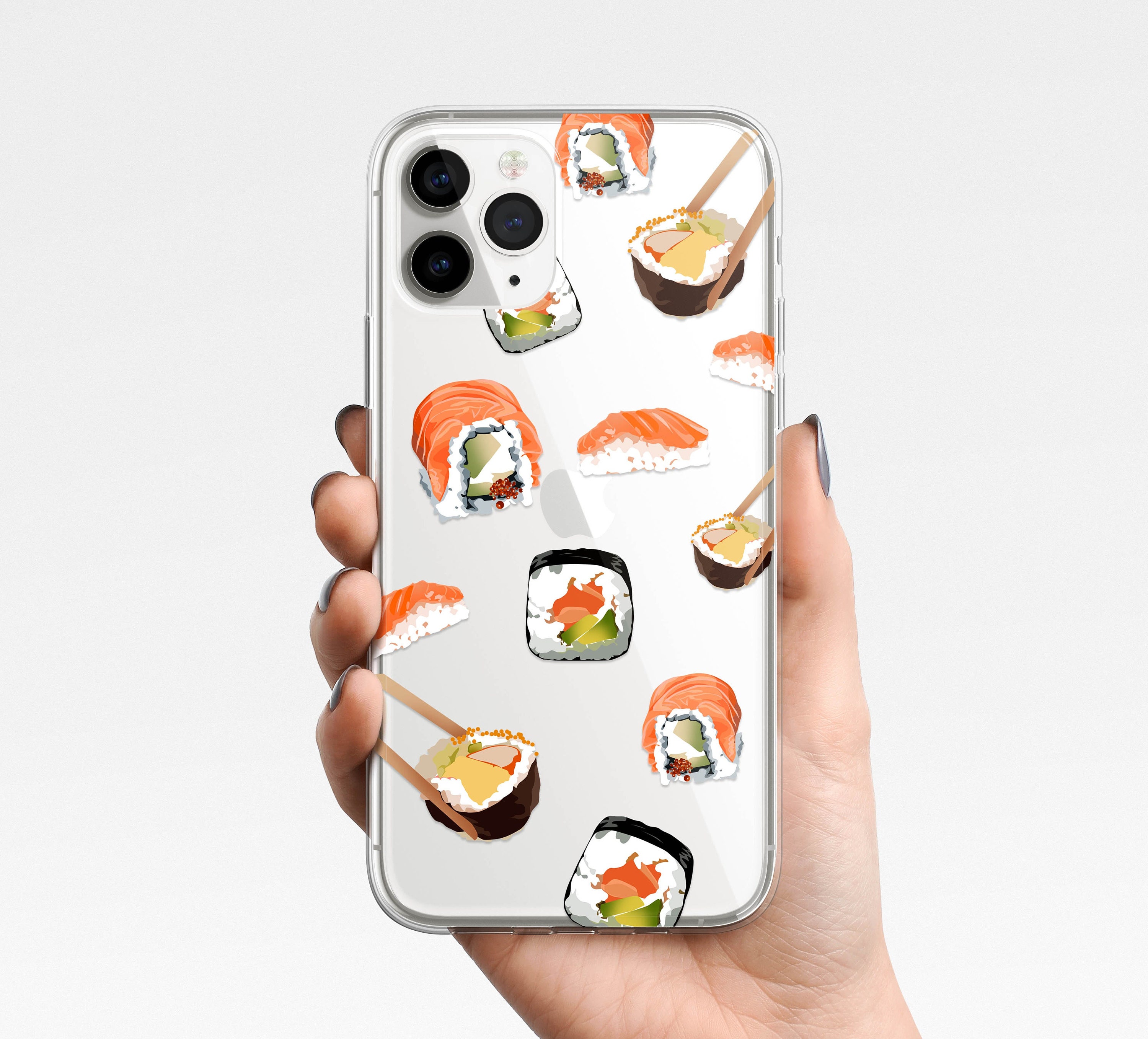 Japanese Sushi Pixel iPhone Case Magsafe対応 Colorful Sushi & Chopsticks Phone Case - Tough Protection