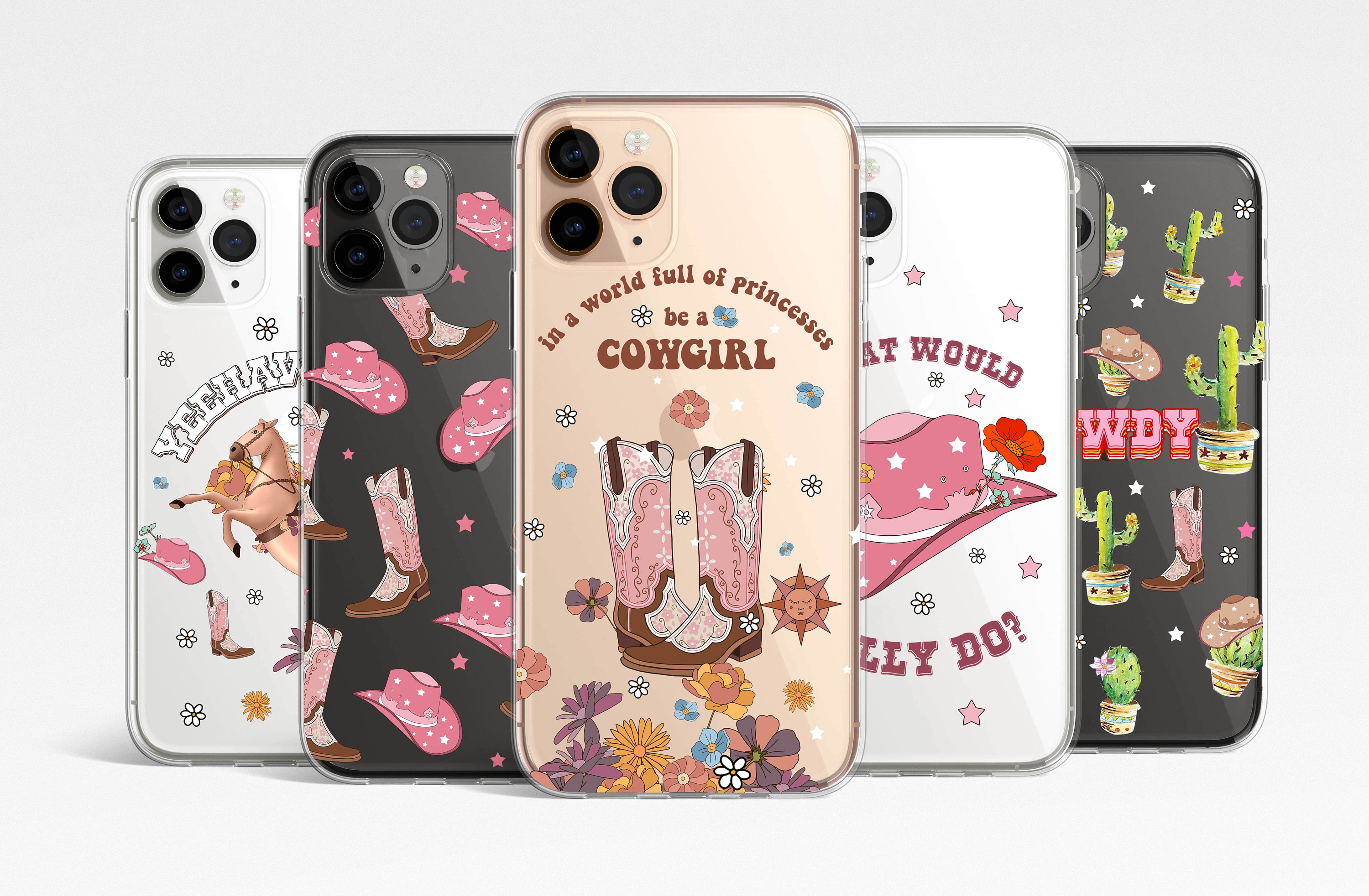 Western Country Cowgirl Clear Case iPhone 17e 17 16e 16 15 14 13