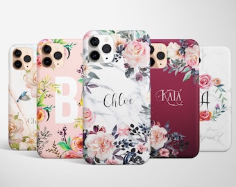 Personalized Custom Name Floral Phone Case for iPhone 15 14 13 12 11 Pro Max, Samsung Galaxy S24 S23 S22  MagSafe iPhone Case, custom floral