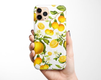 Lemon Phone Case available for iPhone 16e 16 15 14 13 12 11, Samsung Galaxy S25 S24 S23 S22, S21, S20, Note Summer, Lemonade fruit flower