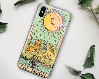 Moon Tarot Phone Case iPhone 16e 16 15 14 13 12 11, Samsung Galaxy S25 S24 S23 S22 S21, S20 Ultra Spiritual, esoteric celestial gift idea