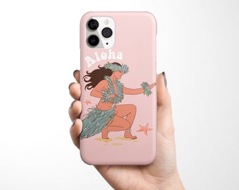 Aloha Hula Dancer Hawaii Girl Phone Case for iPhone 15 14 13 12 11 Samsung Galaxy S24 S23 S22 S21 S20, Note 20 beach, tropical summer, hula