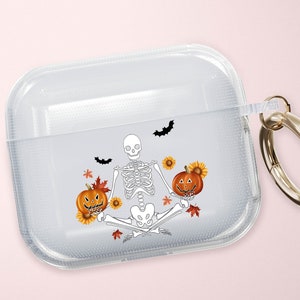Skeleton Pumpkin Clear Airpods Case, Airpods Pro, 3rd Gen, Original, 2nd Gen, Airpods 2, Airpods 3, Airpods Pro, Airpods Case, autumn
