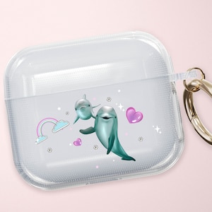 Dolphin Beach Summer Clear Airpods Case, Airpods Pro, 3rd Gen, Original, 2nd Gen, Airpods 2, Airpods 3, Airpods Pro Case, Animal, Ocean