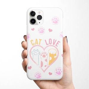 Cat Love Phone Case for iPhone 16e 16 15 14 13 12 11 Samsung Galaxy S25 S24 S23 S22 cats phone case, pet animal kitten gift, kitten case
