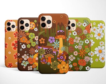 Trippy Retro Floral Phone Case iPhone 17e 17 16e 15 14 13 12 11 MagSafe Samsung S26 S25 S24 S23 S22 S21 Google Pixel 10 9 mushroom gift