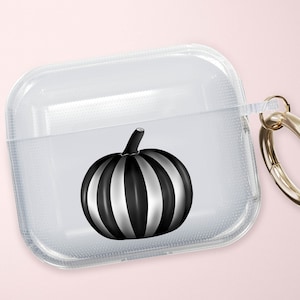 Pumpkin Black and White Clear Airpods Case, Airpods Pro, 3rd Gen, Original, 2nd Gen, Airpods 2, Airpods 3, Airpods Pro, Airpods Case, autumn