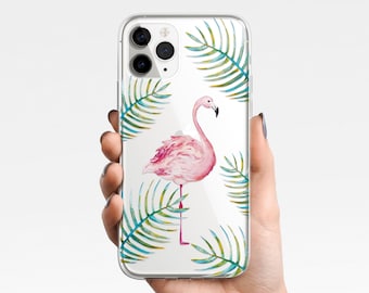 Flamingo Tropical Clear Case iPhone 17e 17 16e 16 15, 14 13 12 11 Samsung Galaxy S26 S25 S24 S23 S22 S21 S20 S10 Clear Case TPU Hybrid gift