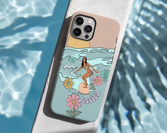 Personalized Name Surf Phone Case iPhone 17e 17 16e 16 15 14 13 12 11 Samsung Galaxy S26 S25 S24 S23 S22 Hawaii Phone Case, Tropical gift
