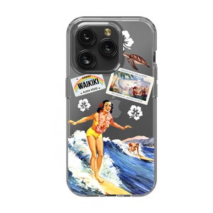 Surf Hawaii MagSafe Clear Phone Case iPhone 16e 16 15 14 13 12 Samsung Galaxy S25 S24 S23 S22  Hibiscus Clear Case TPU Hybrid gift Plumeria