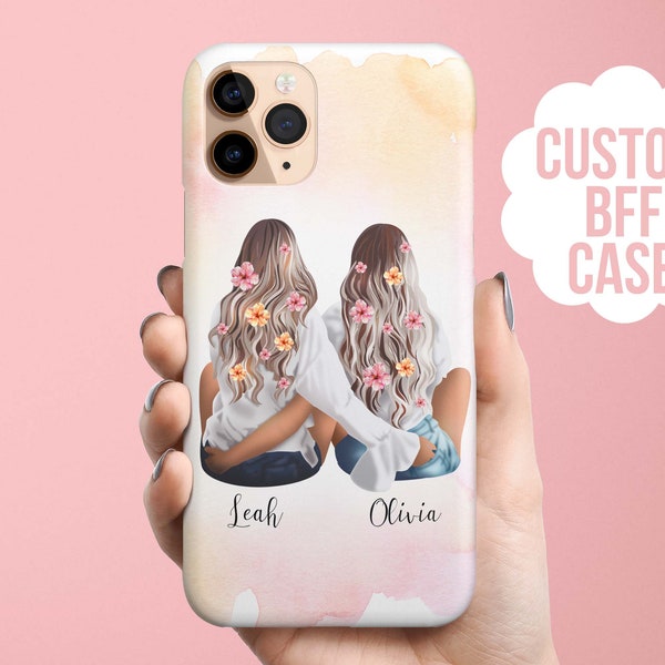 Super Custom BFF Phone Case available for iPhone 15 14 Pro Max 13 12 , 11 Pro, Samsung Galaxy S24 S23 S22 Ultra, S21, S20 Sister best friend