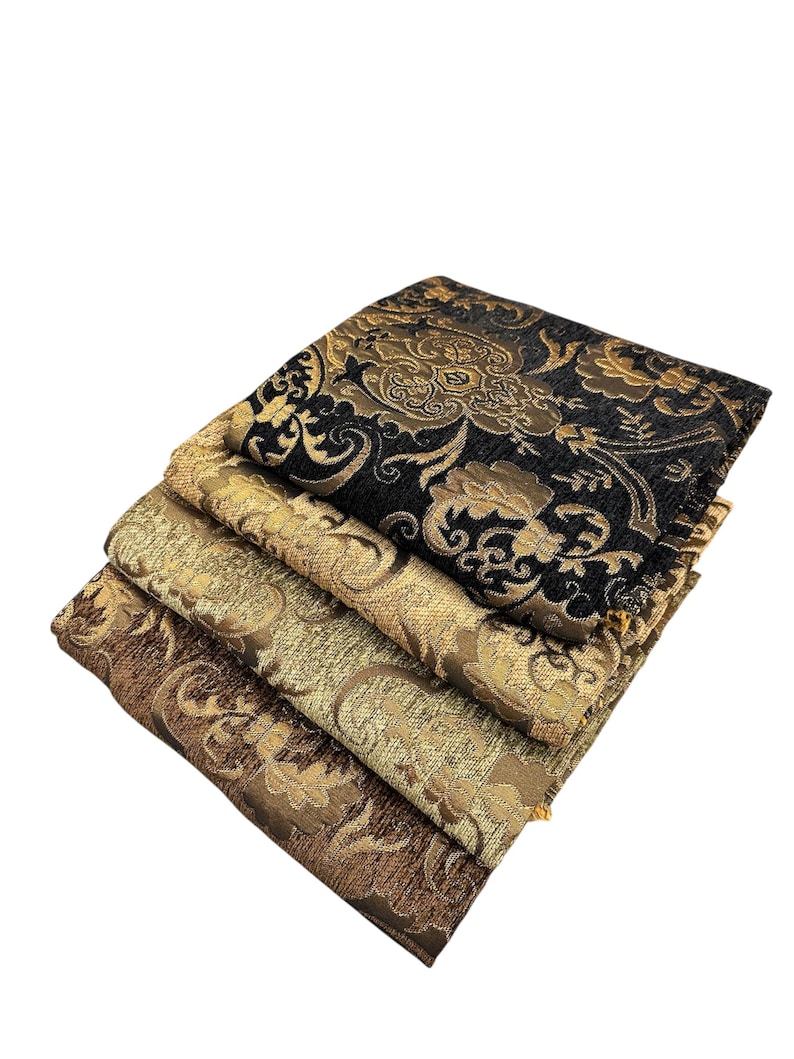 Luxury Chenille Damask Fabric by the Yard, 58” Wide Upholstery Fabric, Heavyweight Curtain Fabric, Baroque Home Decor Textile, Sofa & Pillow image 15
