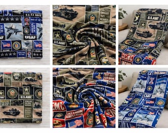 Paquete de tela polar militar – Tela del Ejército, la Armada, la Fuerza Aérea y la Infantería de Marina cortada a medida – Tela polar patriótica estadounidense antipilling – Tela para manta de veterano