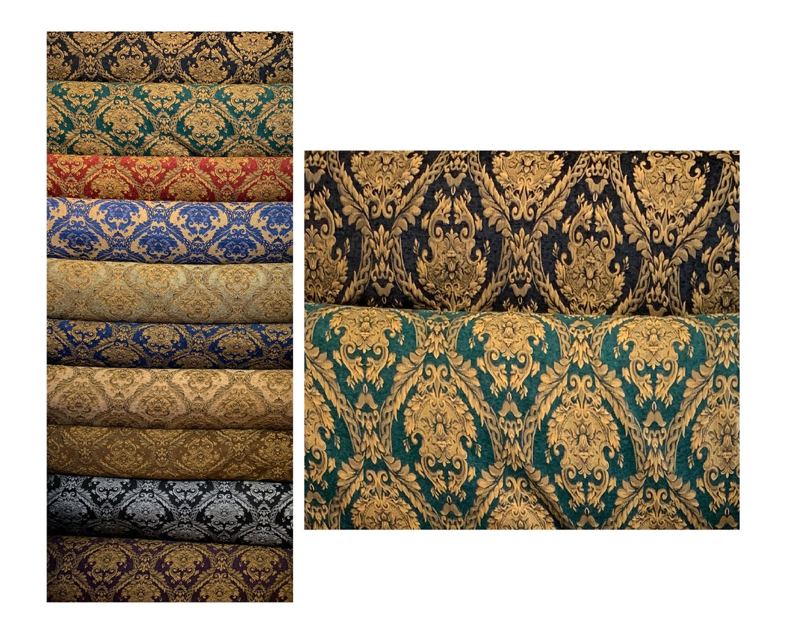 Damask Chenille Upholstery Fabric Sold by the Yard 58 Etsy