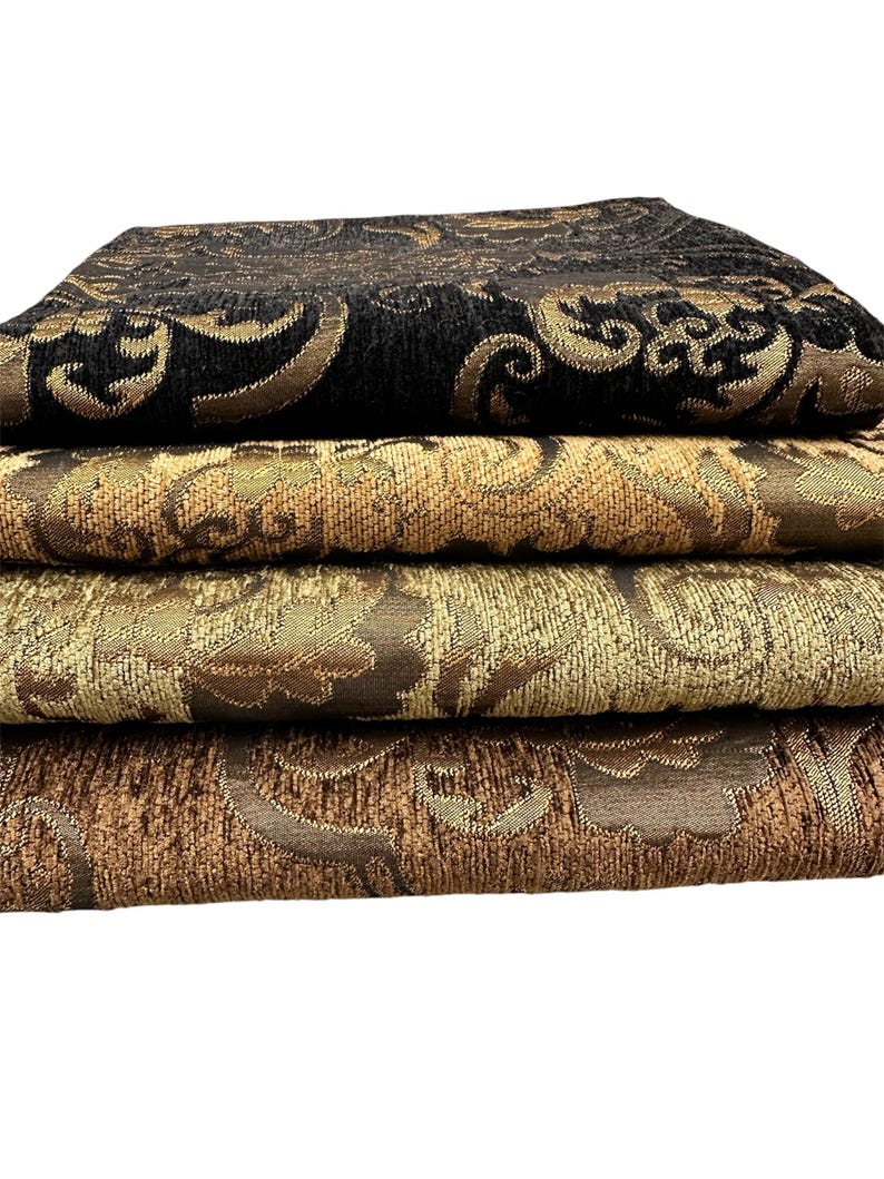 Luxury Chenille Damask Fabric by the Yard, 58” Wide Upholstery Fabric, Heavyweight Curtain Fabric, Baroque Home Decor Textile, Sofa & Pillow image 16