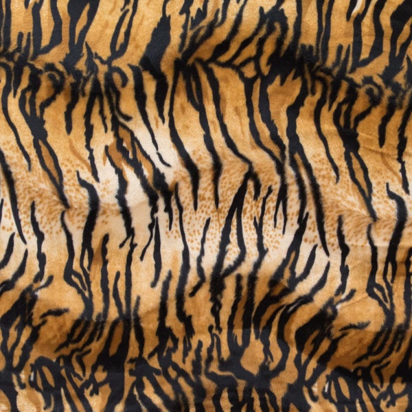 Velboa Wave Tiger Print Fabric - avec Wave, Soft Low Pile, Faux Fur Fabric - 60 » Wide - Tissu par cour - Idéal pour les costumes d’Halloween
