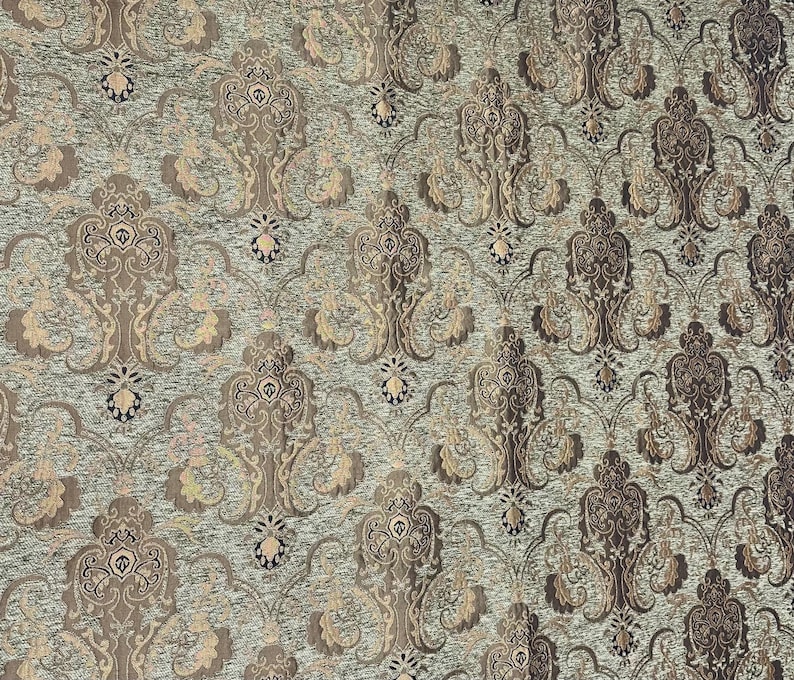Luxury Chenille Damask Fabric by the Yard, 58” Wide Upholstery Fabric, Heavyweight Curtain Fabric, Baroque Home Decor Textile, Sofa & Pillow image 12