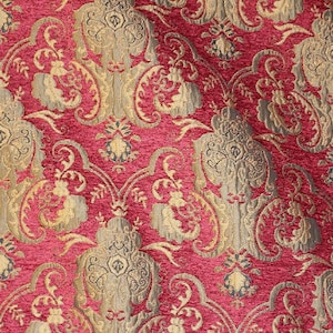 Upholstery Damask Chenille Renaissance Home Decor, Luxury Drapery Fabric - Sold by The Yard - 58&quot; Wide