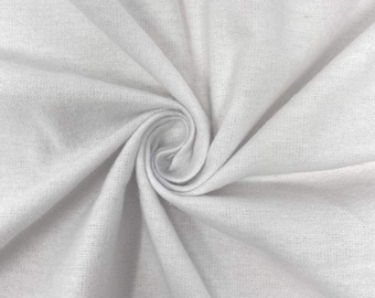 White Organic Cotton Flannel Fabric, 60&quot; Wide, Sold by The Yard
