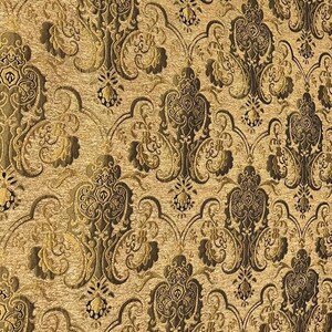 Luxury Chenille Damask Fabric by the Yard, 58” Wide Upholstery Fabric, Heavyweight Curtain Fabric, Baroque Home Decor Textile, Sofa & Pillow Light Brown/Gold