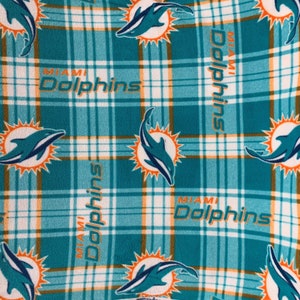 Miami Dolphins Fleece Fabric/ NFL Football Fleece Fabric / Sold By The Yard / 58" Wide /Anti Pill Fleece/ Perfect for Blanket, Bed Spread