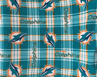 Miami Dolphins Fleece Fabric/ NFL Football Fleece Fabric / Sold By The Yard / 58" Wide /Anti Pill Fleece/ Perfect for Blanket, Bed Spread