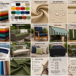 Wasserfester Outdoor-Canvas-Stoff, 60 Zoll breit, für Innen- und Außenbereich, Polsterstoffe, Terrasse, Markisen, Kissen, Boote, 17 Farben