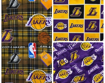 Los Angeles Lakers Fleece Fabric by the Yard – Purple Gold Basketball Polar Fleece – NBA Sports Fabric for Blankets Pajamas Crafts
