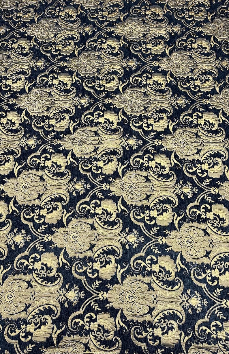 Luxury Chenille Damask Fabric by the Yard, 58” Wide Upholstery Fabric, Heavyweight Curtain Fabric, Baroque Home Decor Textile, Sofa & Pillow image 6