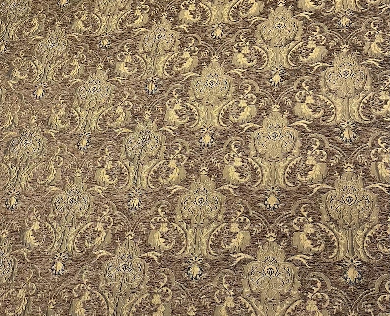 Luxury Chenille Damask Fabric by the Yard, 58” Wide Upholstery Fabric, Heavyweight Curtain Fabric, Baroque Home Decor Textile, Sofa & Pillow image 8