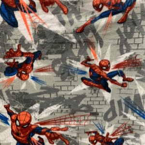 Spiderman Fleece Fabric/  Spidey In Action Fleece Fabric / Sold By The Yard / 58&quot; Wide /Anti Pill Fleece/ Perfect for Blanket, Bed Spread