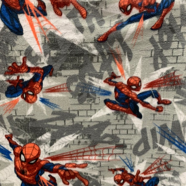 Spiderman Fleece Fabric/  Spidey In Action Fleece Fabric / Sold By The Yard / 58" Wide /Anti Pill Fleece/ Perfect for Blanket, Bed Spread