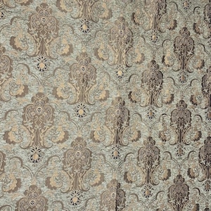 Luxury Chenille Damask Fabric by the Yard, 58” Wide Upholstery Fabric, Heavyweight Curtain Fabric, Baroque Home Decor Textile, Sofa & Pillow Sage(olive)/Gold