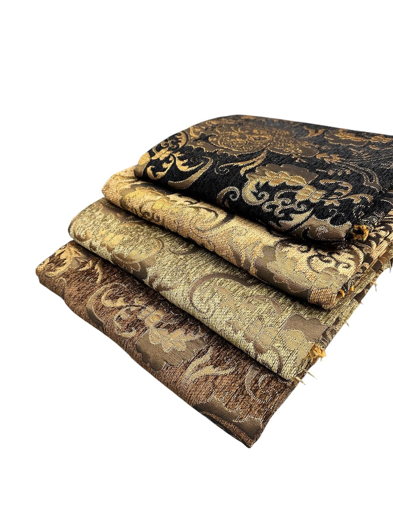 Luxury Chenille Damask Fabric by the Yard, 58” Wide Upholstery Fabric, Heavyweight Curtain Fabric, Baroque Home Decor Textile, Sofa & Pillow image 14