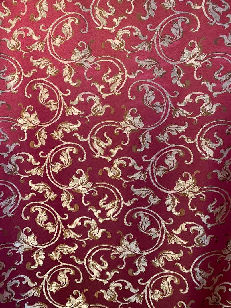 Jacquard Fabric Burgundy/Gold Upholstery and Drapery Wall Etsy