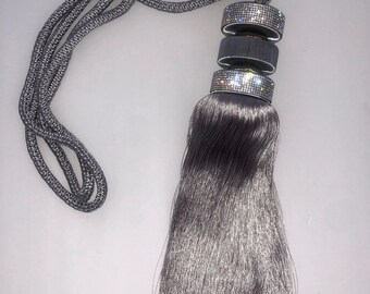 Tassel Tiebacks with Crystal Diamonds / Decorating Tassel,  Curtain Holder, Curtain Buckle Blinds Accessories / Set of 2 ( 1 pair)