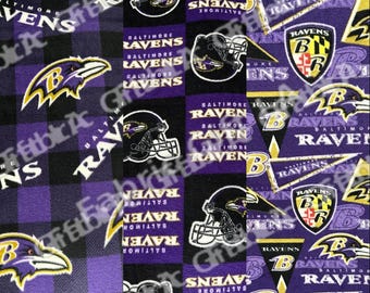 Tela polar de los Baltimore Ravens, tela de los Ravens de la NFL cortada a medida, tela polar de fútbol morado y negro, manta de los Ravens, material de costura DIY para aficionados al deporte.