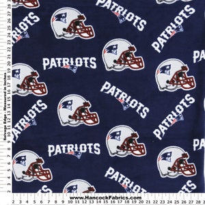 NFL New England Patriots Polyester Fleece Fabric, Navy Blue & White - Sold By the Yard