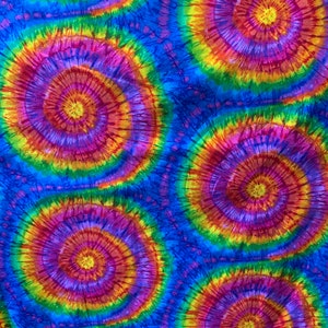 Tie Dye Cotton Fabric / %100 Cotton Fabric / Polar Prints Spiral / TIE DYE / 45&quot; Wide / Sold by The Yard / Perfect for Apparel and Sheeting